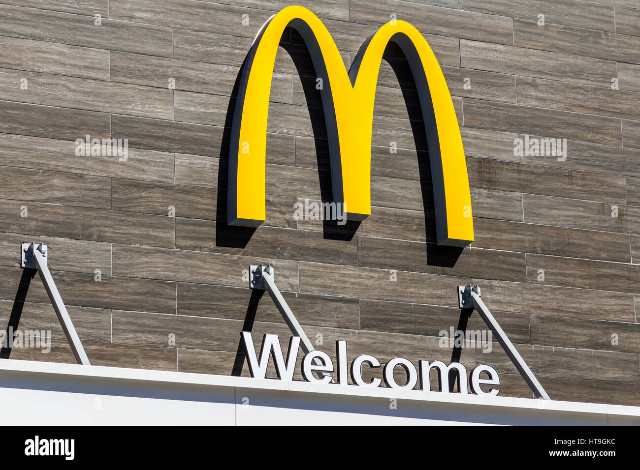 Muncie - Circa March 2017: McDonald's Restaurant Location. McDonald's is a Chain of Hamburger Restaurants X Stock Photo