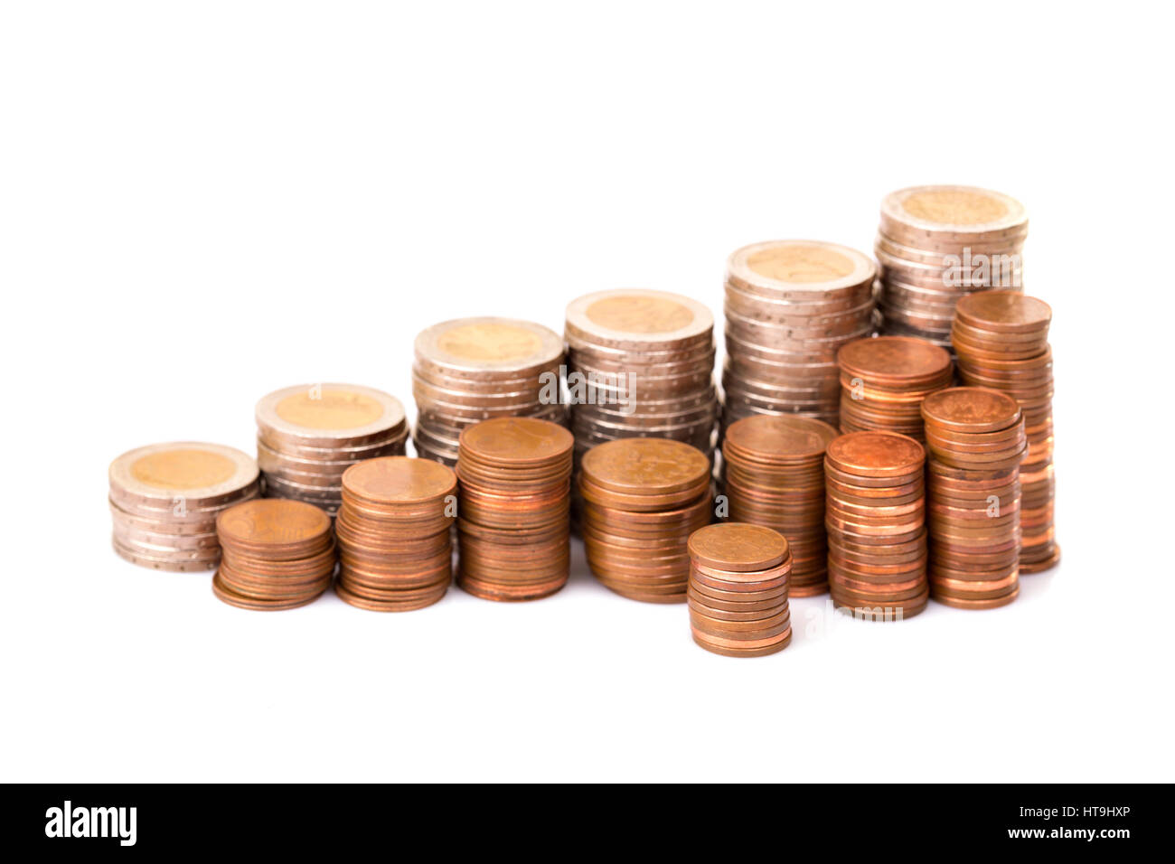 Heap of euro coins isolated on white background Stock Photo - Alamy