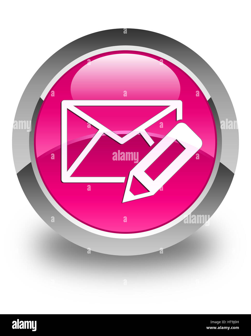 Edit email icon isolated on glossy pink round button abstract illustration Stock Photo