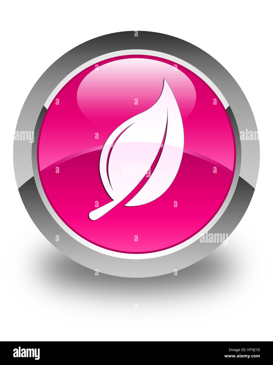 Leaf icon isolated on glossy pink round button abstract illustration ...