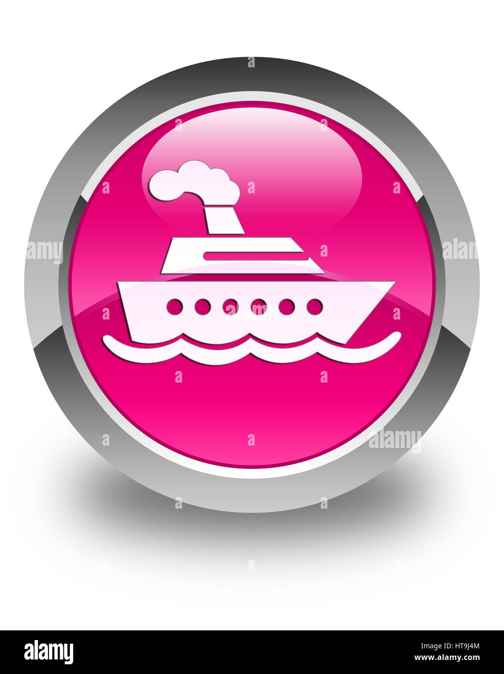 Cruise ship icon isolated on glossy pink round button abstract illustration Stock Photo