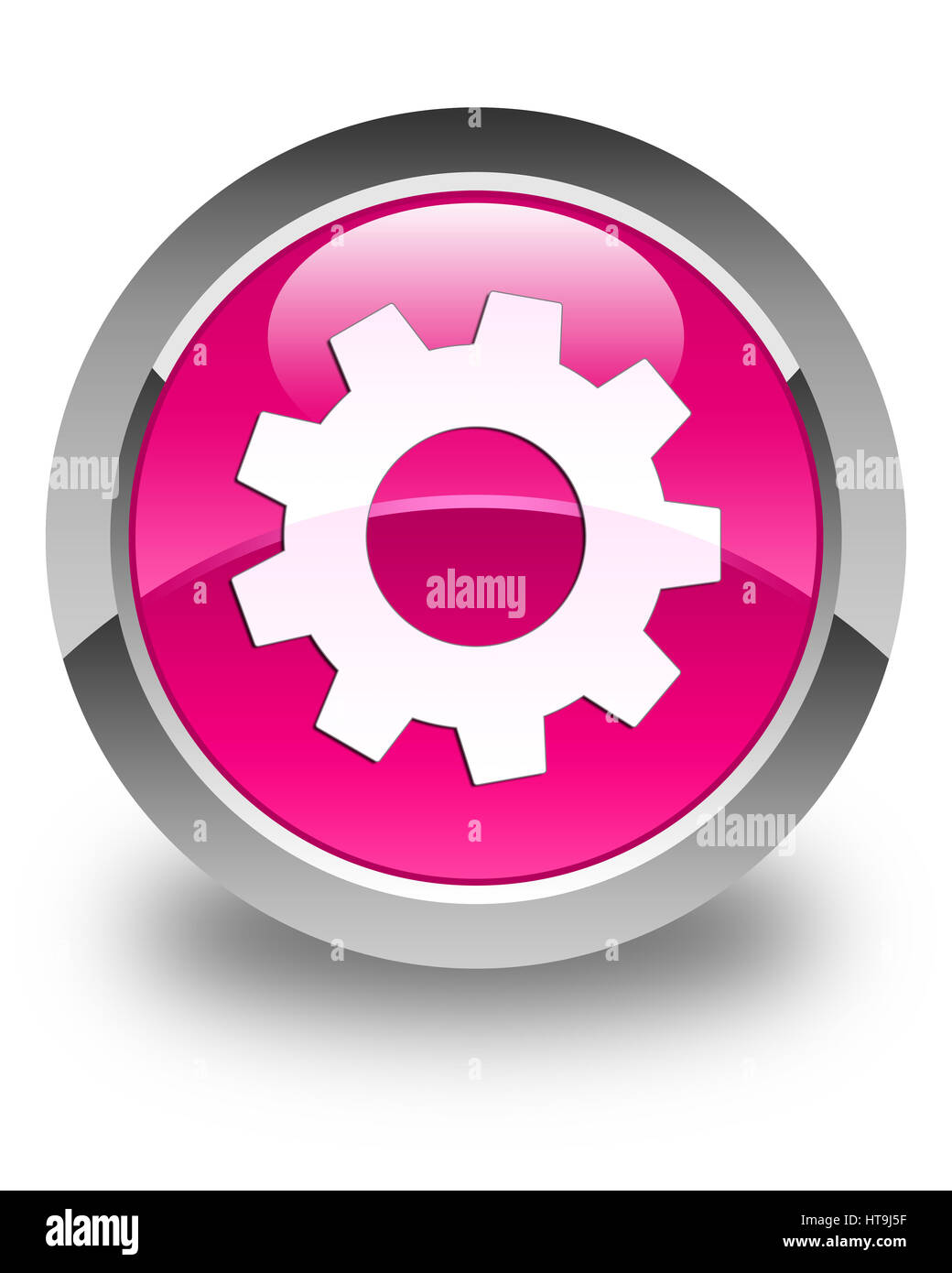 Process icon isolated on glossy pink round button abstract illustration Stock Photo