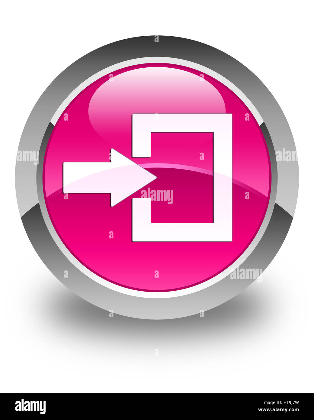 Login icon isolated on glossy pink round button abstract illustration Stock Photo