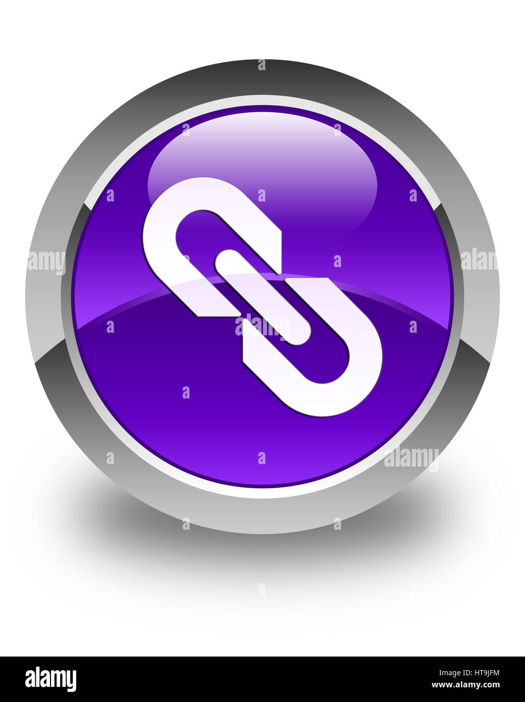 Link icon isolated on glossy purple round button abstract illustration Stock Photo
