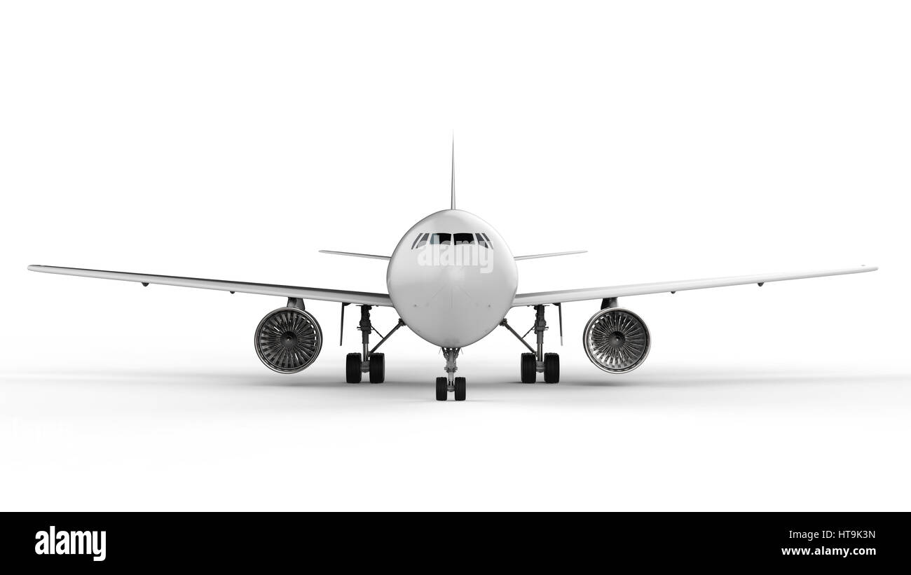 3d rendering white airplane on white background Stock Photo - Alamy
