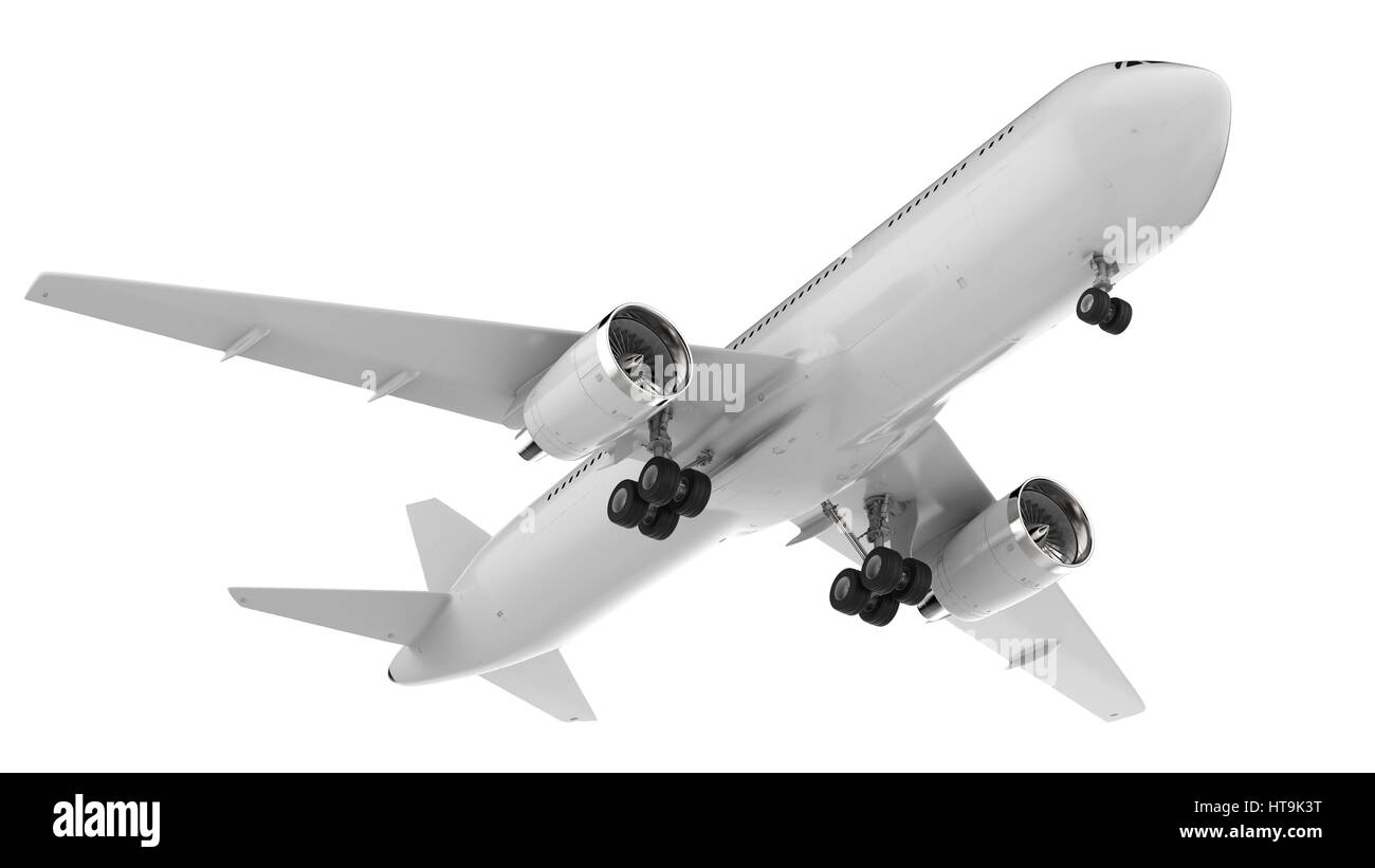 3d rendering white airplane on white background Stock Photo - Alamy