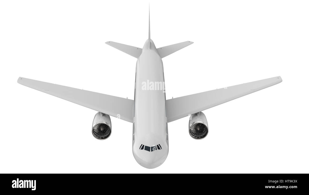 3d rendering white airplane on white background Stock Photo - Alamy