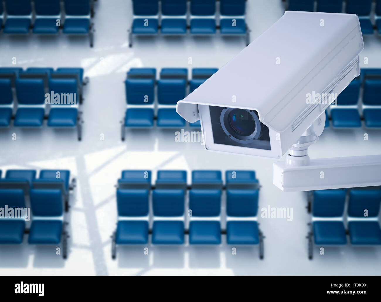 3d rendering cctv camera or security camera in airport terminal Stock