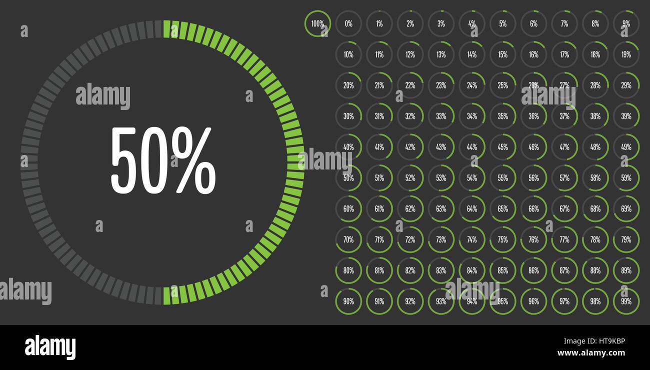 Set of circle percentage diagrams from 0 to 100 for web design, user ...