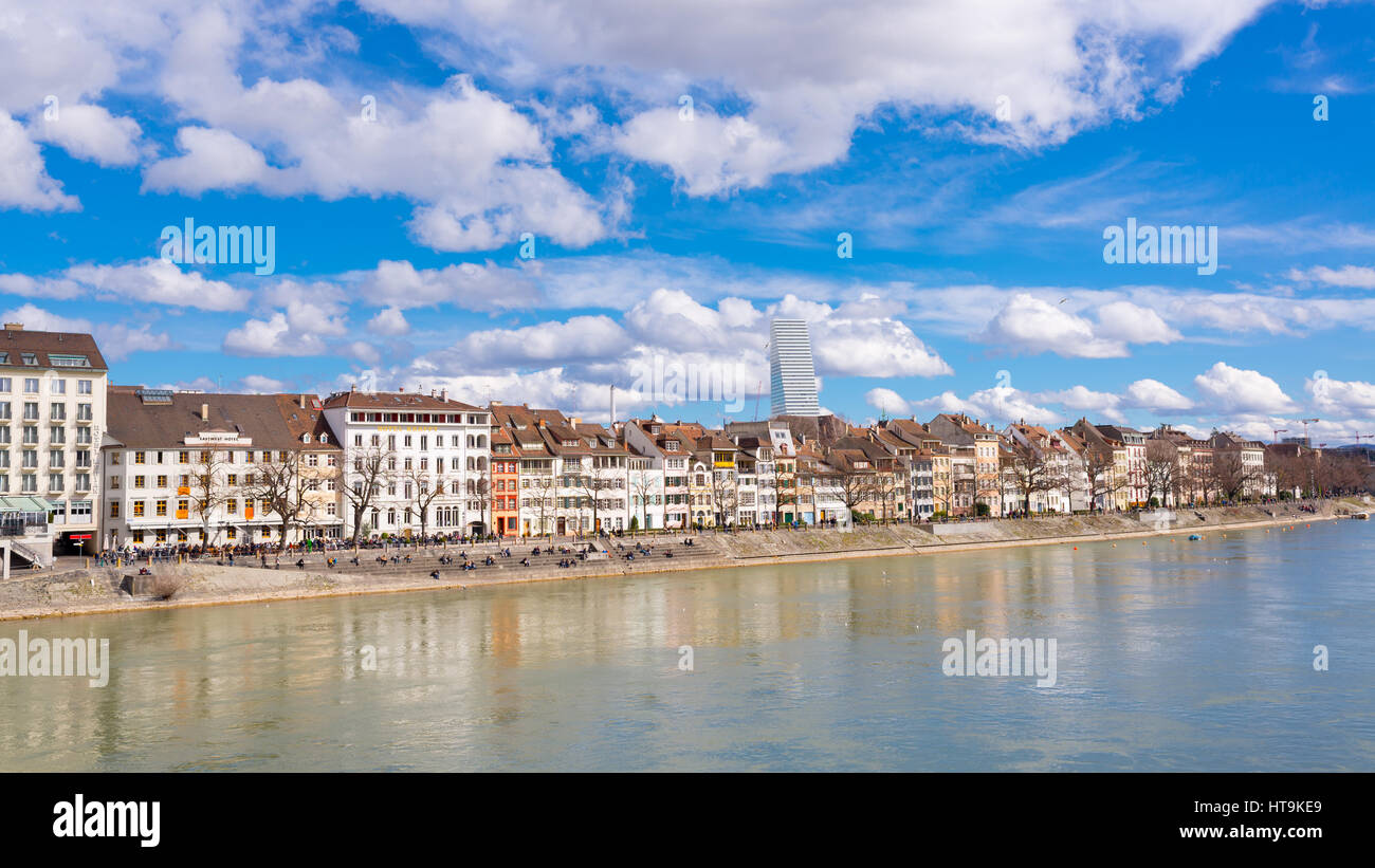 The Riverside Of Basel Switzerland With Old Medieval - 