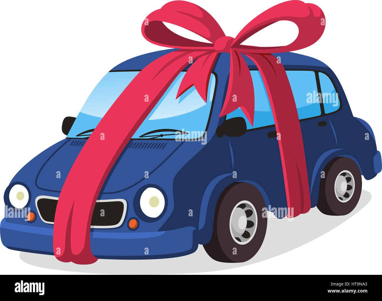 car gift with ribbon cartoon illustration Stock Photo Alamy