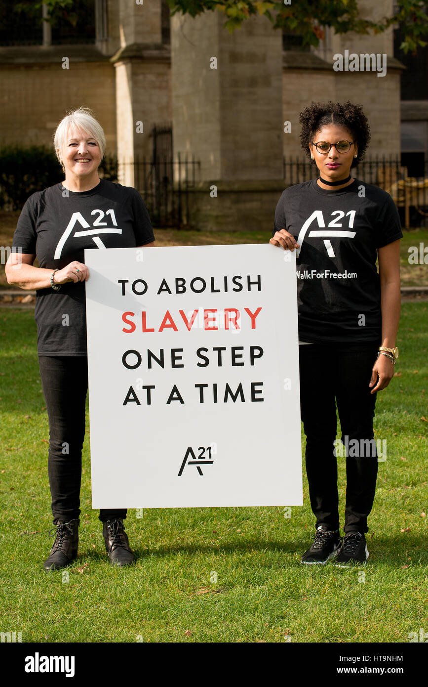 The A21 Campaign protest rally In central London, a global event to raise awareness & funds, for the fight against human trafficking and slavery. Stock Photo