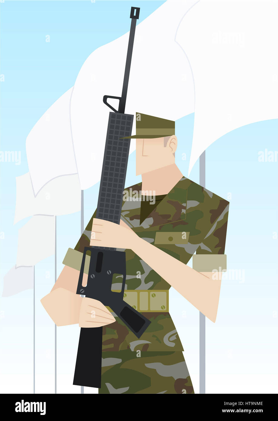 Soldier with rifle vector cartoon Stock Photo - Alamy