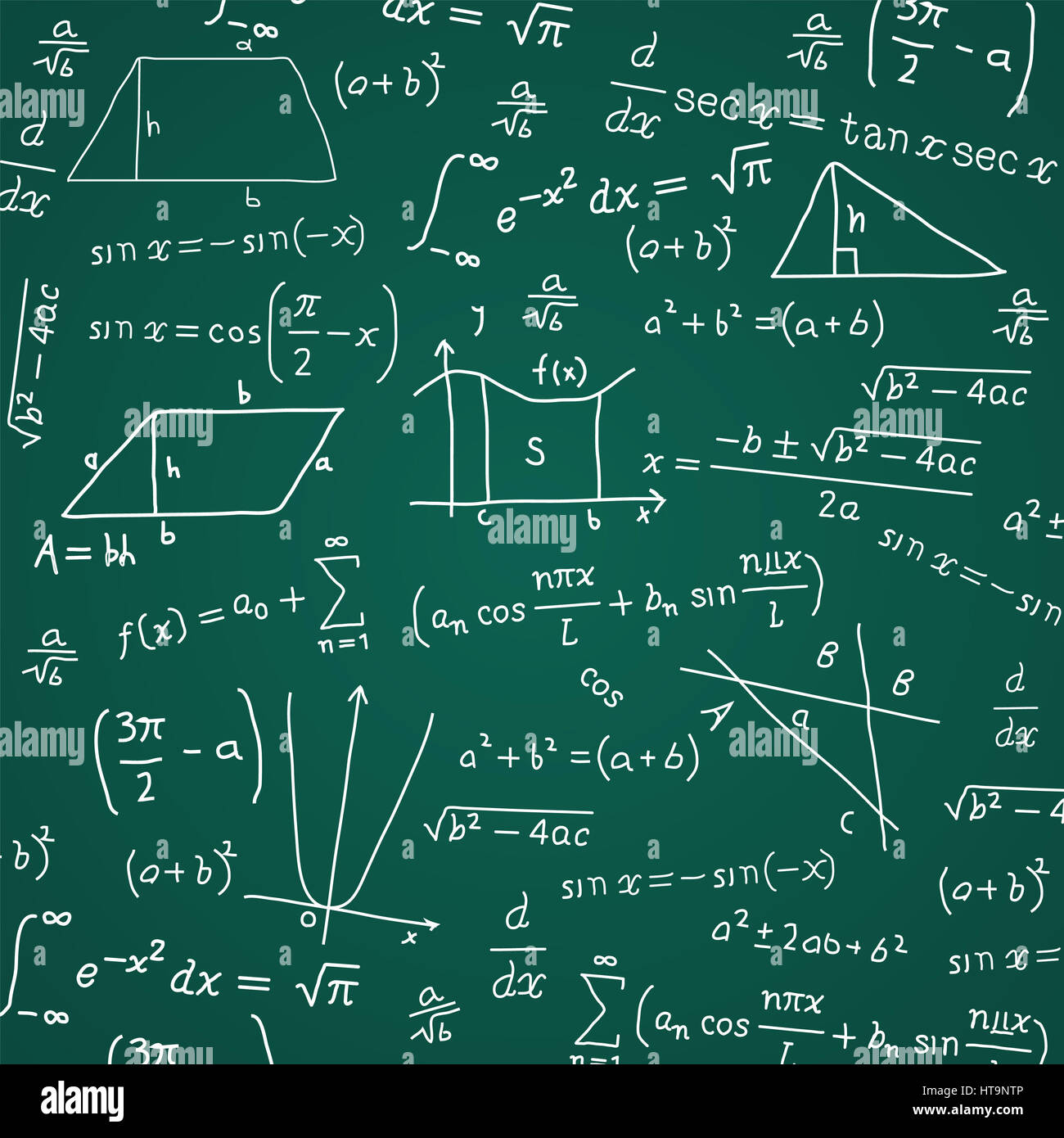 Math Formula Blackboard Calculation Vector Illustration Cartoon. Stock Photo