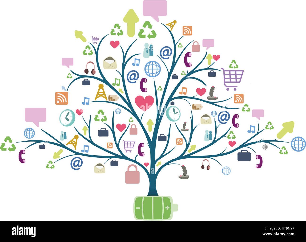 tree-with-communication-icons-vector-illustration-stock-photo-alamy