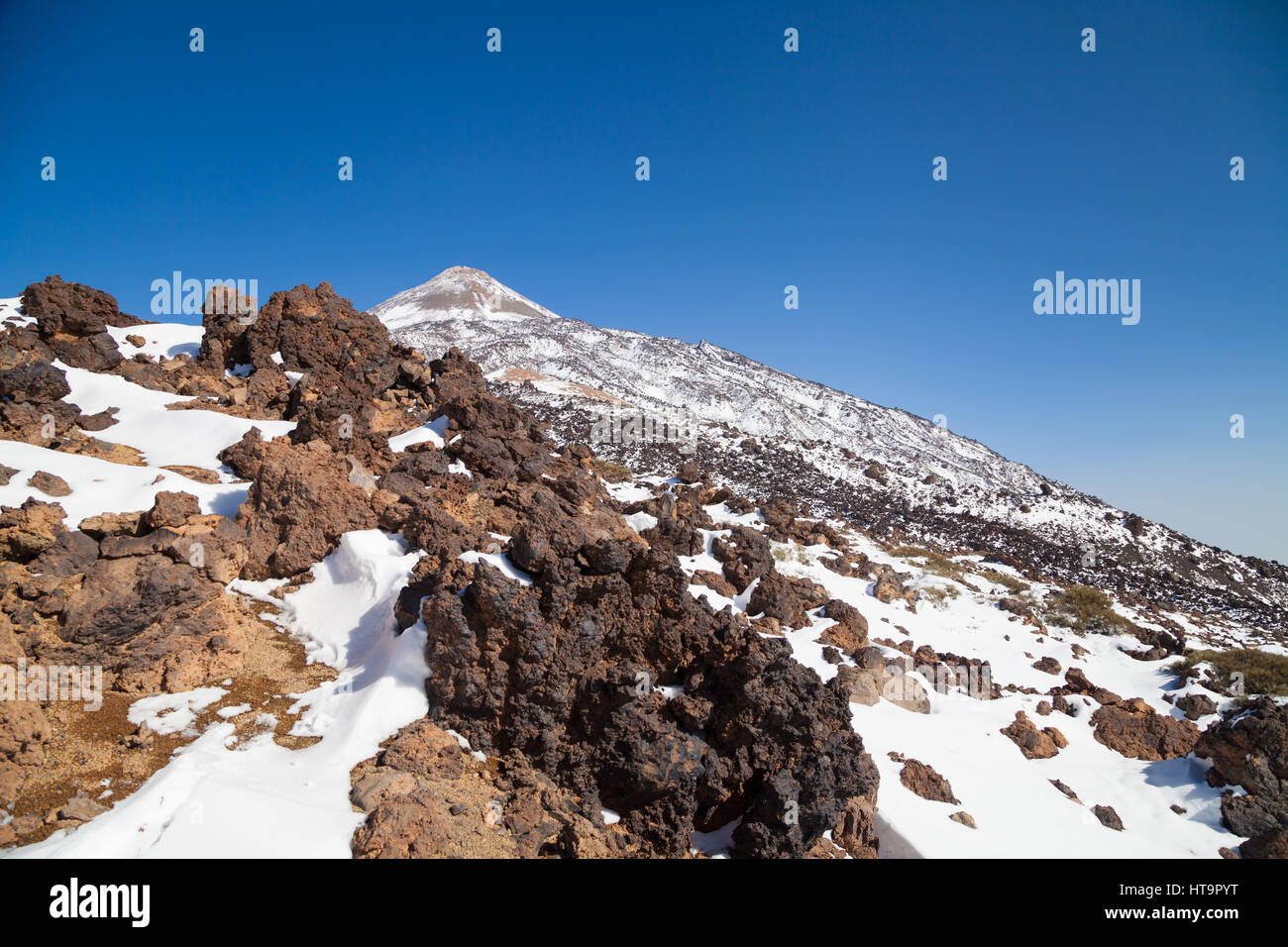 Looking towards the summit of El Teide Volcano on the Island of Tenerife Stock Photo
