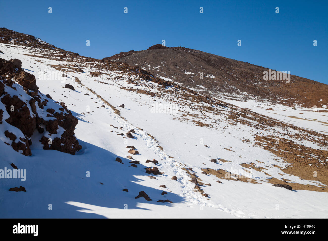 Looking towards to summit of Pico Viejo Tenerife,  Canary Islands, Spain Stock Photo