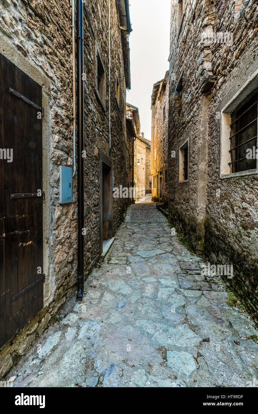 Italy Friuli Dolomiti Friulane natural Park Valcellina - The village of Casso Stock Photo