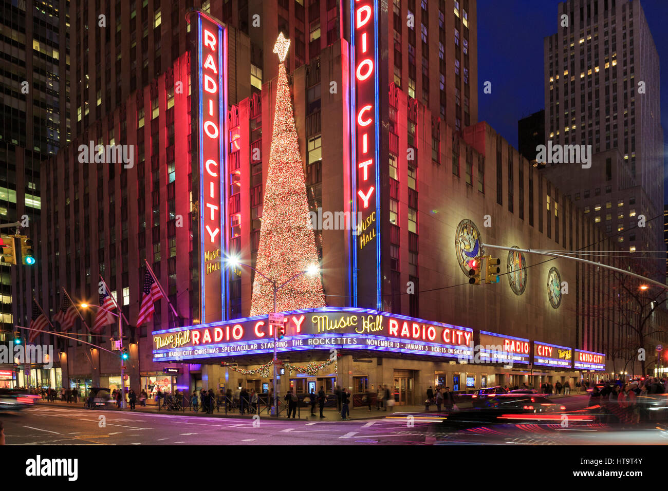 USA, New York City, Midtown Manhattan, Rockefeller Center, Radio City Music Hall Stock Photo