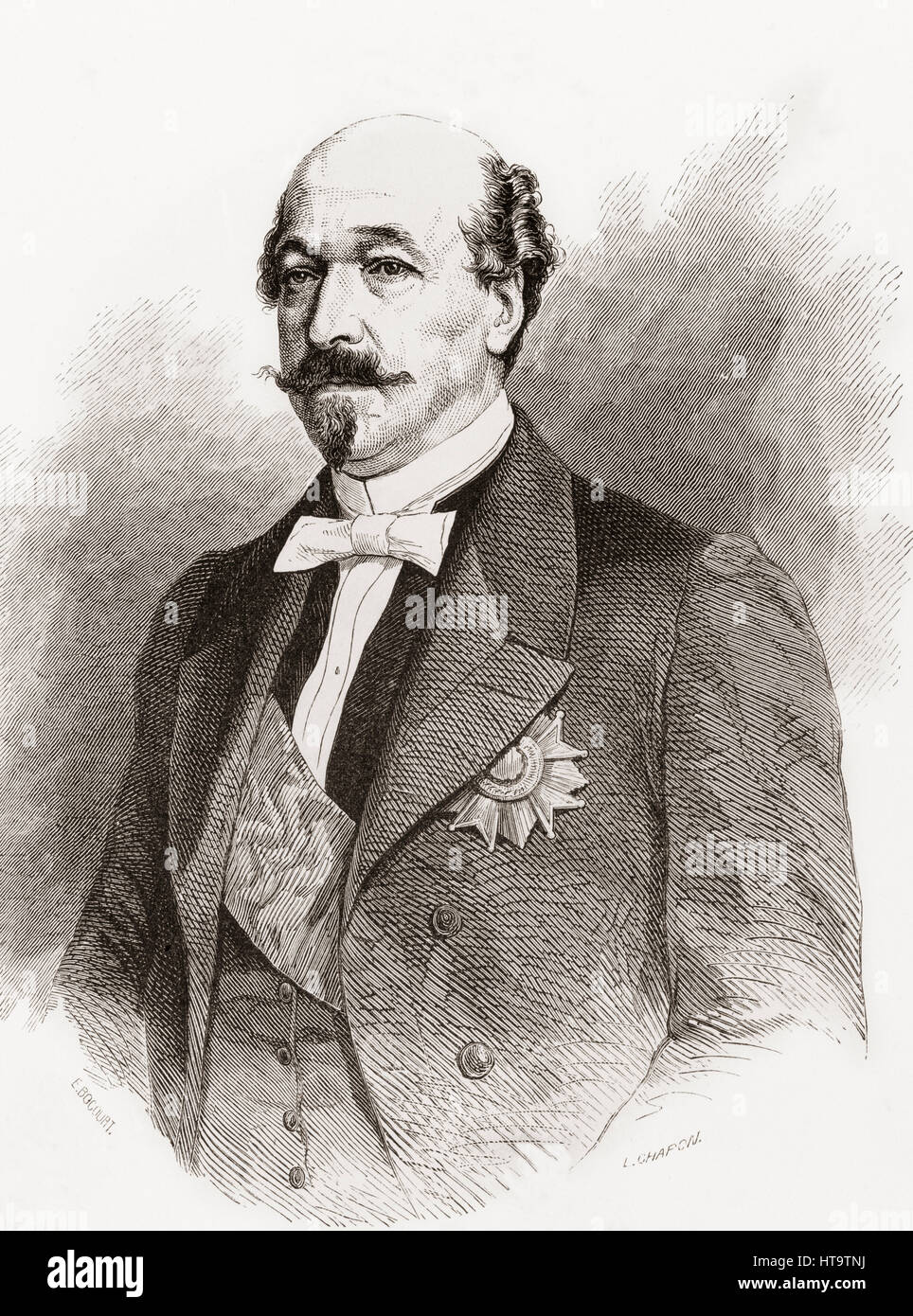 Charles Auguste Louis Joseph Demorny or de Morny, 1er Duc de Morny, 1811 - 1865.  French statesman.  From Album Evenement, Prime du Journal L'Evenement, published 1865. Stock Photo