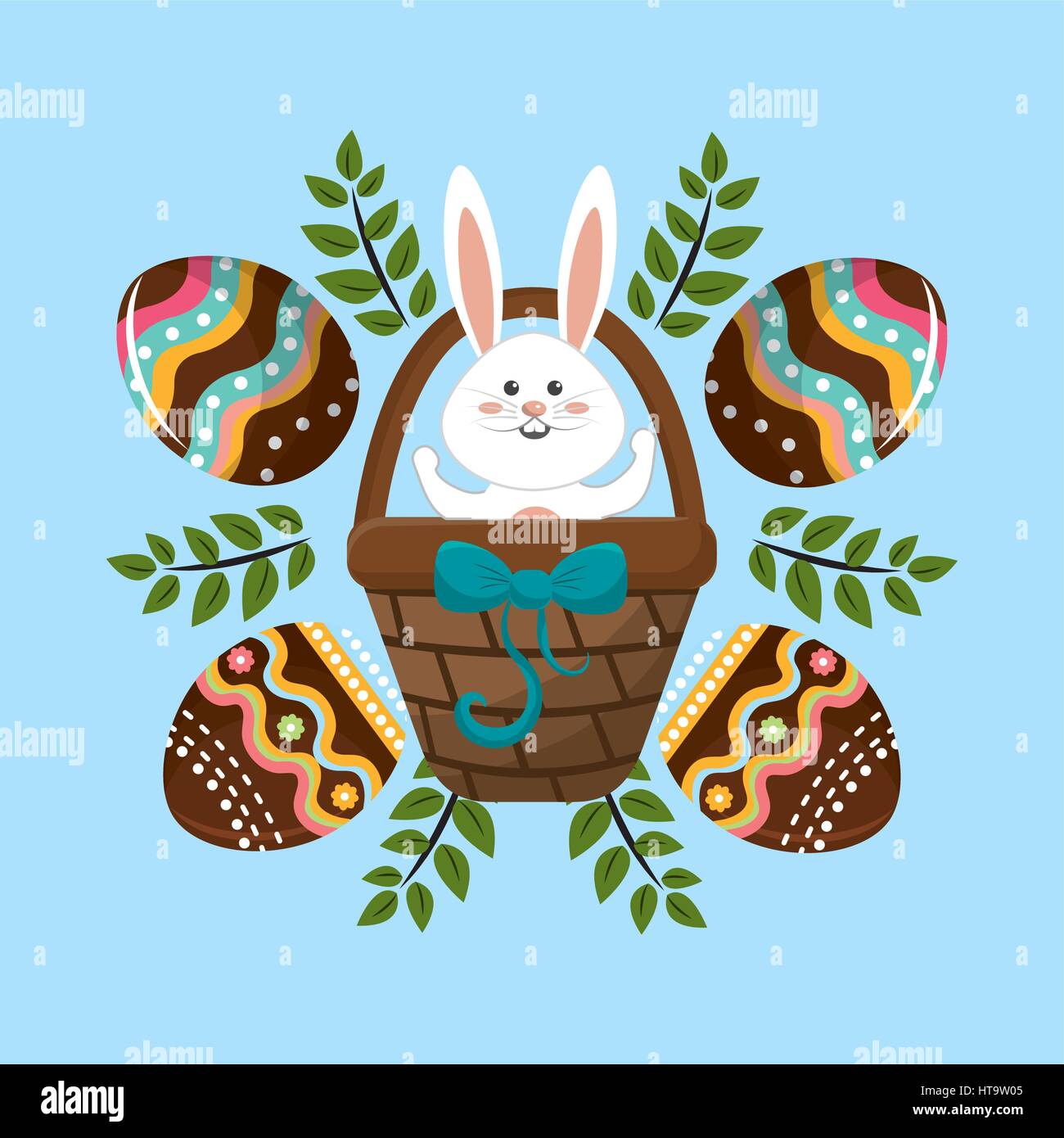 happy easter rabbit eggs day icon Stock Vector Image & Art - Alamy