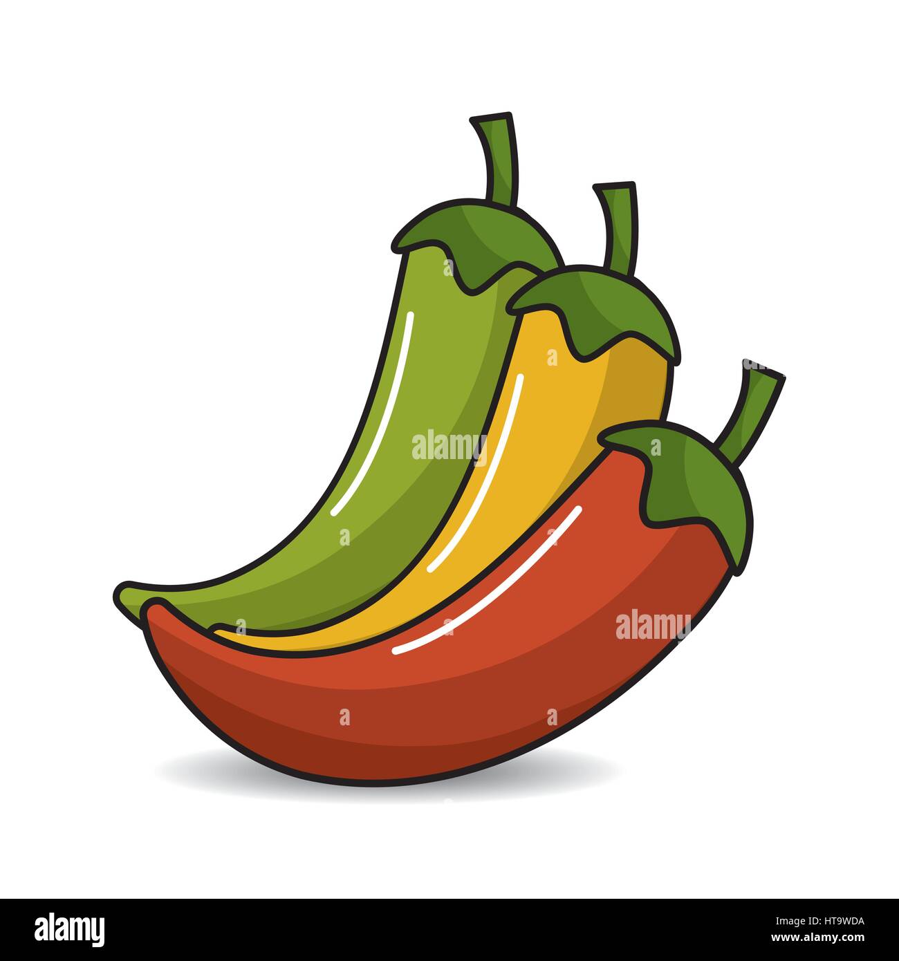 yellow, red and green chili pepper icon Stock Vector Image & Art Alamy