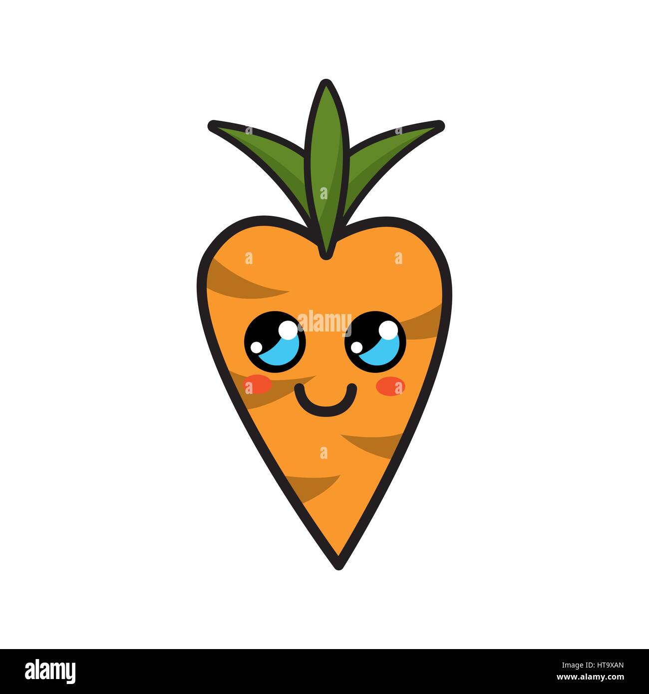 kawaii thinking carrot vegetable icon Stock Vector