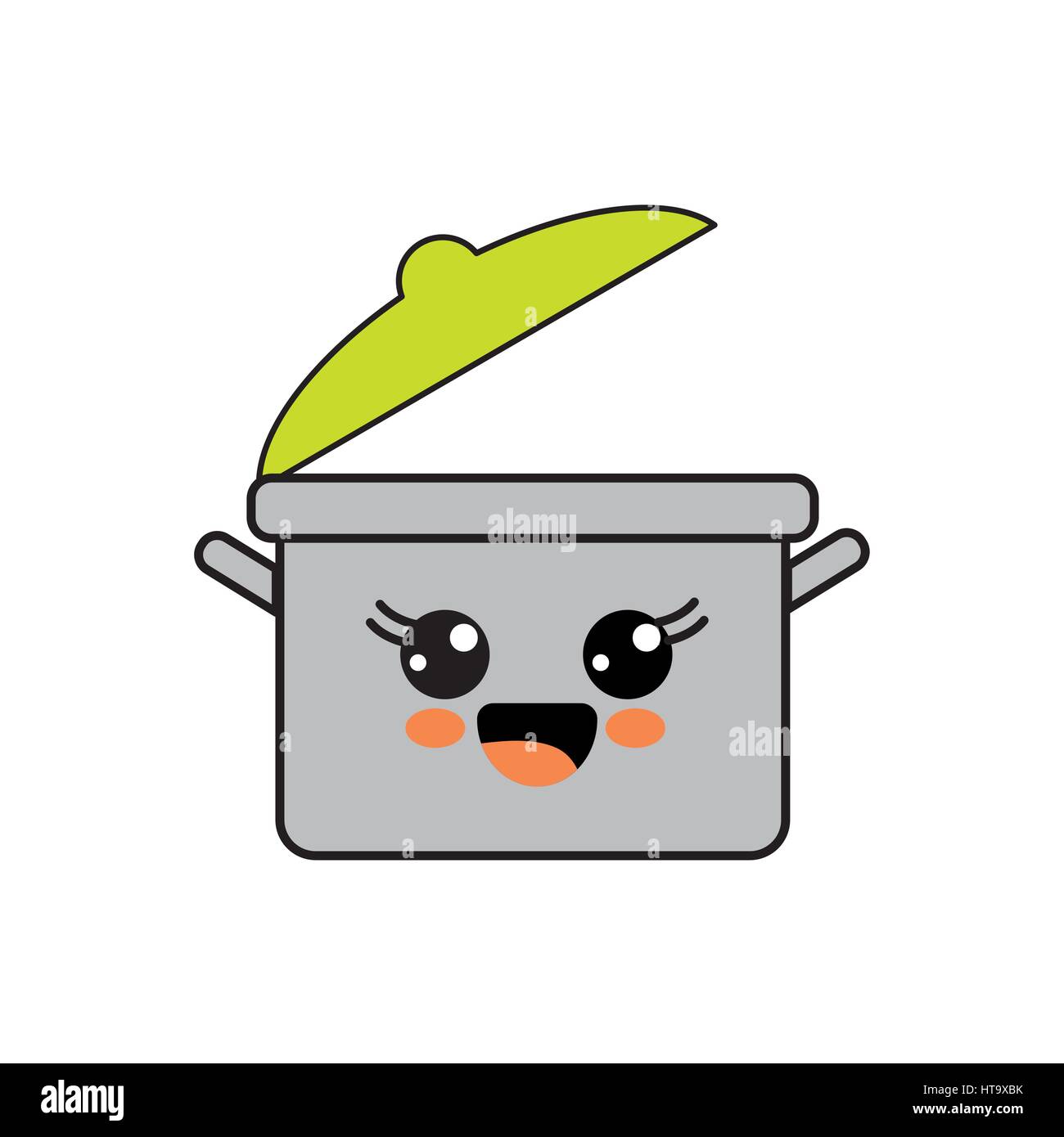 kawaii happy cooking pot icon Stock Vector