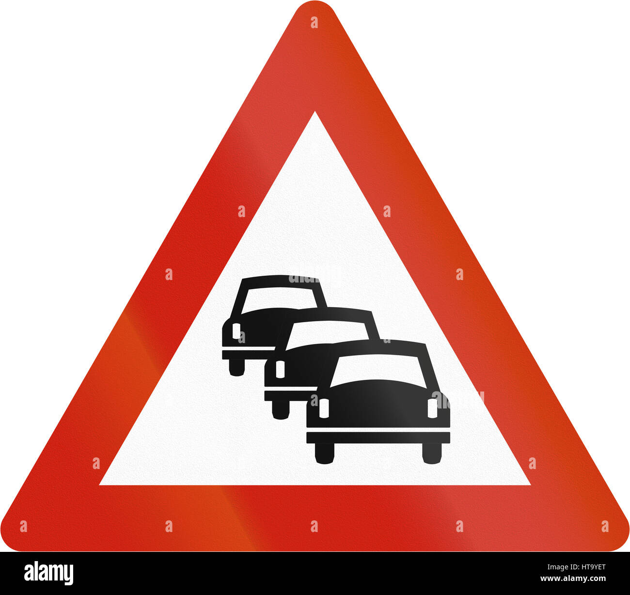 Norwegian road warning sign - Queues likely Stock Photo - Alamy