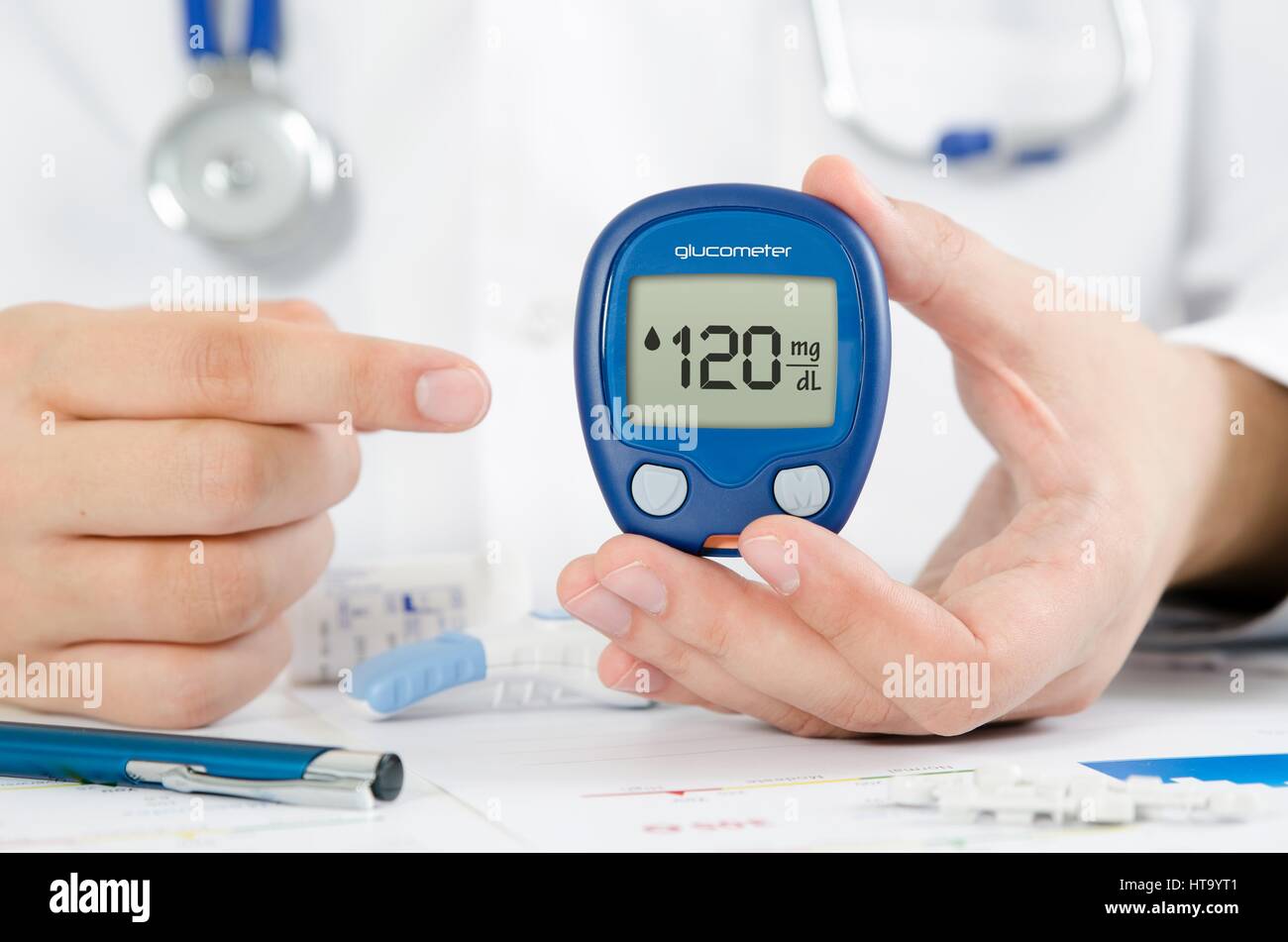 Doctor making blood sugar test. Healthcare, diabetes, sugar, medical