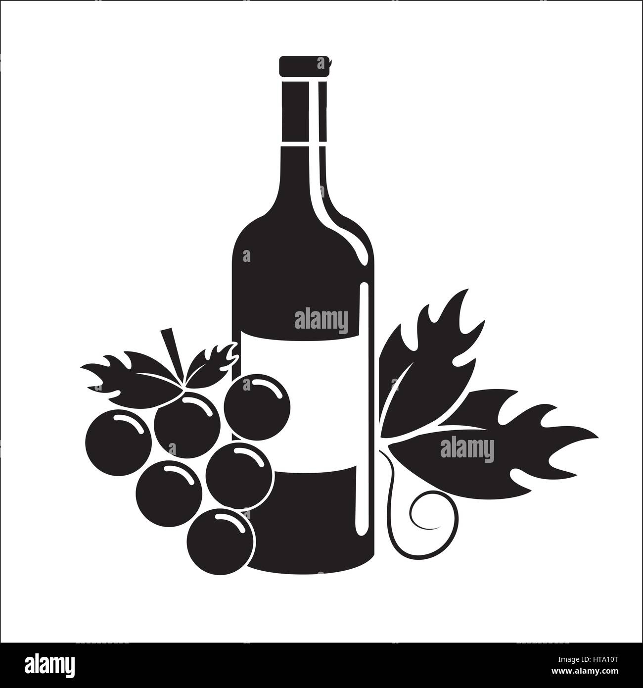 bottle of wine with grape icon Stock Vector Image & Art - Alamy