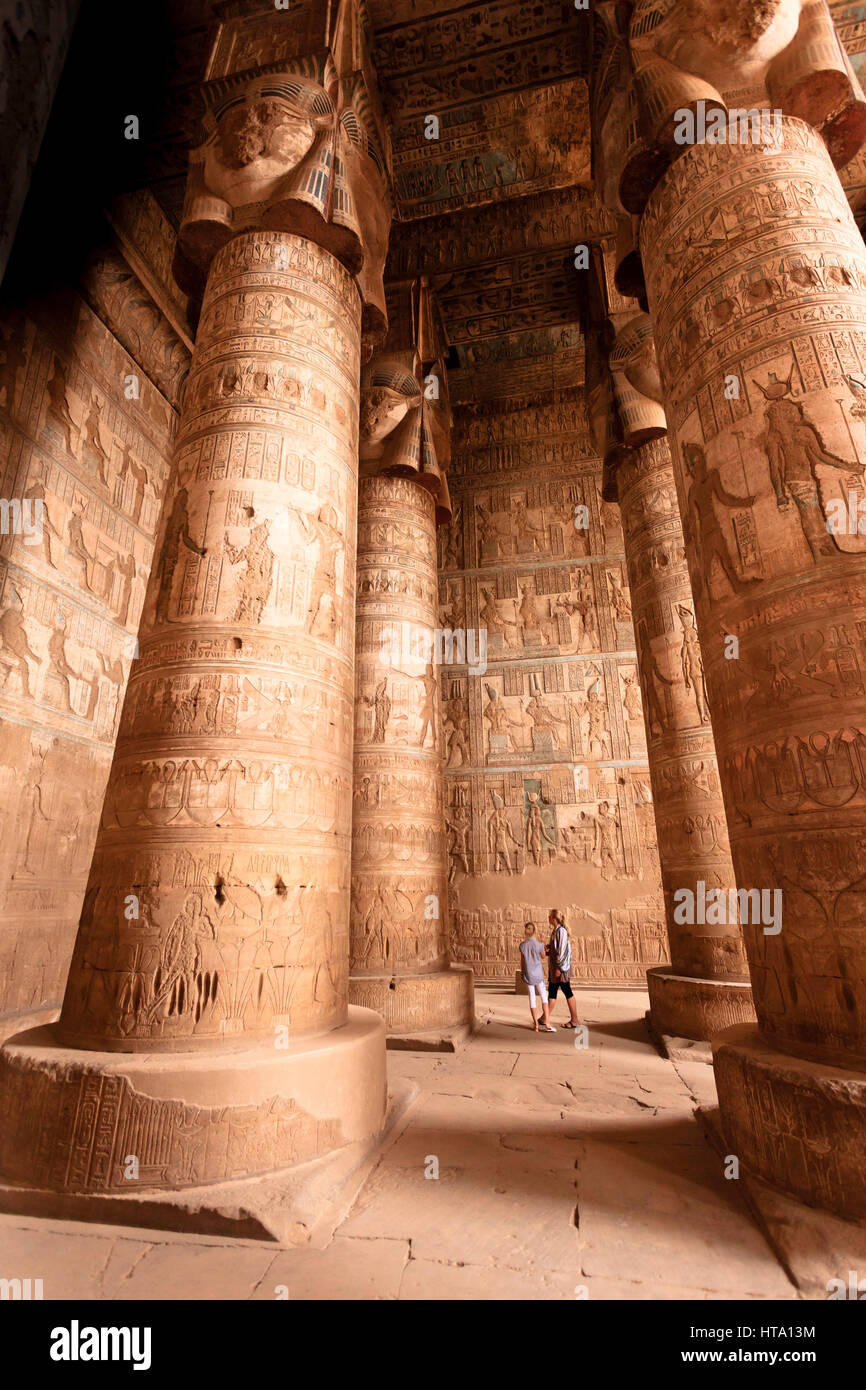 Large Hypostyle Hall, Dendera Temple, Egypt Stock Photo