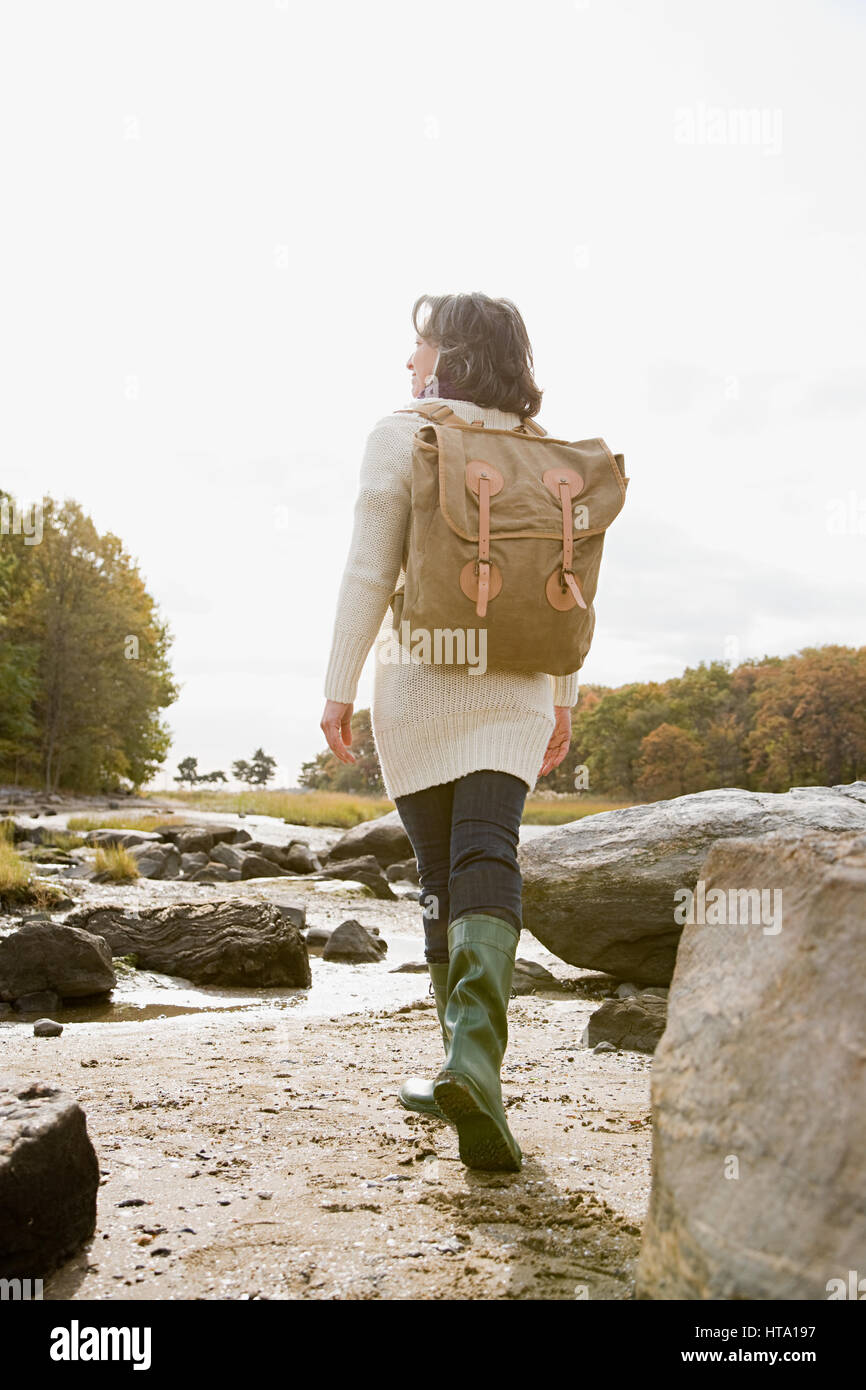 Mature woman hiking Stock Photo - Alamy
