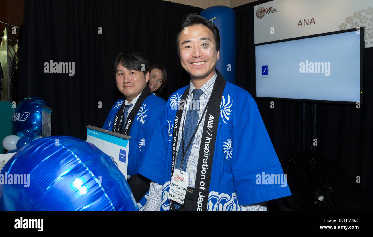 New York, USA. 08th Mar, 2017. Representatiive of Japan ANA airline during Japan week at Vanderbilt Hall of Grand Central Terminal Credit: lev radin/Alamy Live News Stock Photo