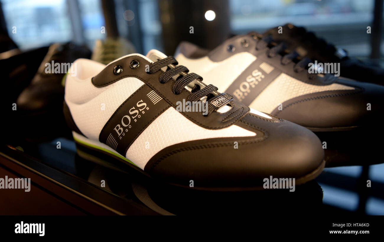 Hugo Boss shoes in the company's showroom in Metzingen, Germany, 09 March  2017. Photo: Franziska Kraufmann/dpa Stock Photo - Alamy