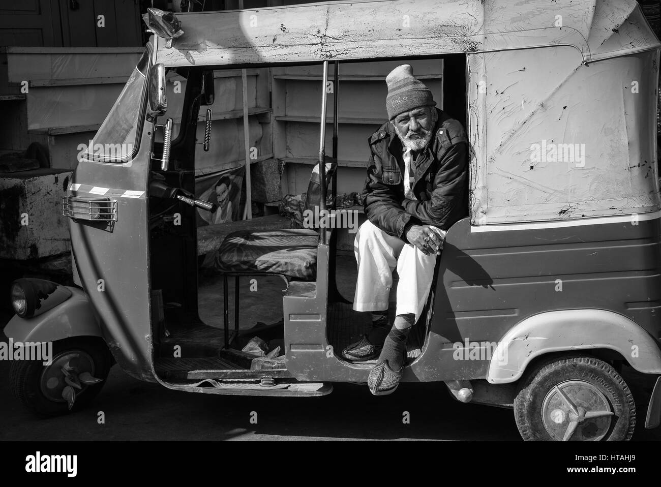 Portrait of an auto-rickshaw driver, Jaisalmer, India; 17 January 2017 Stock Photo