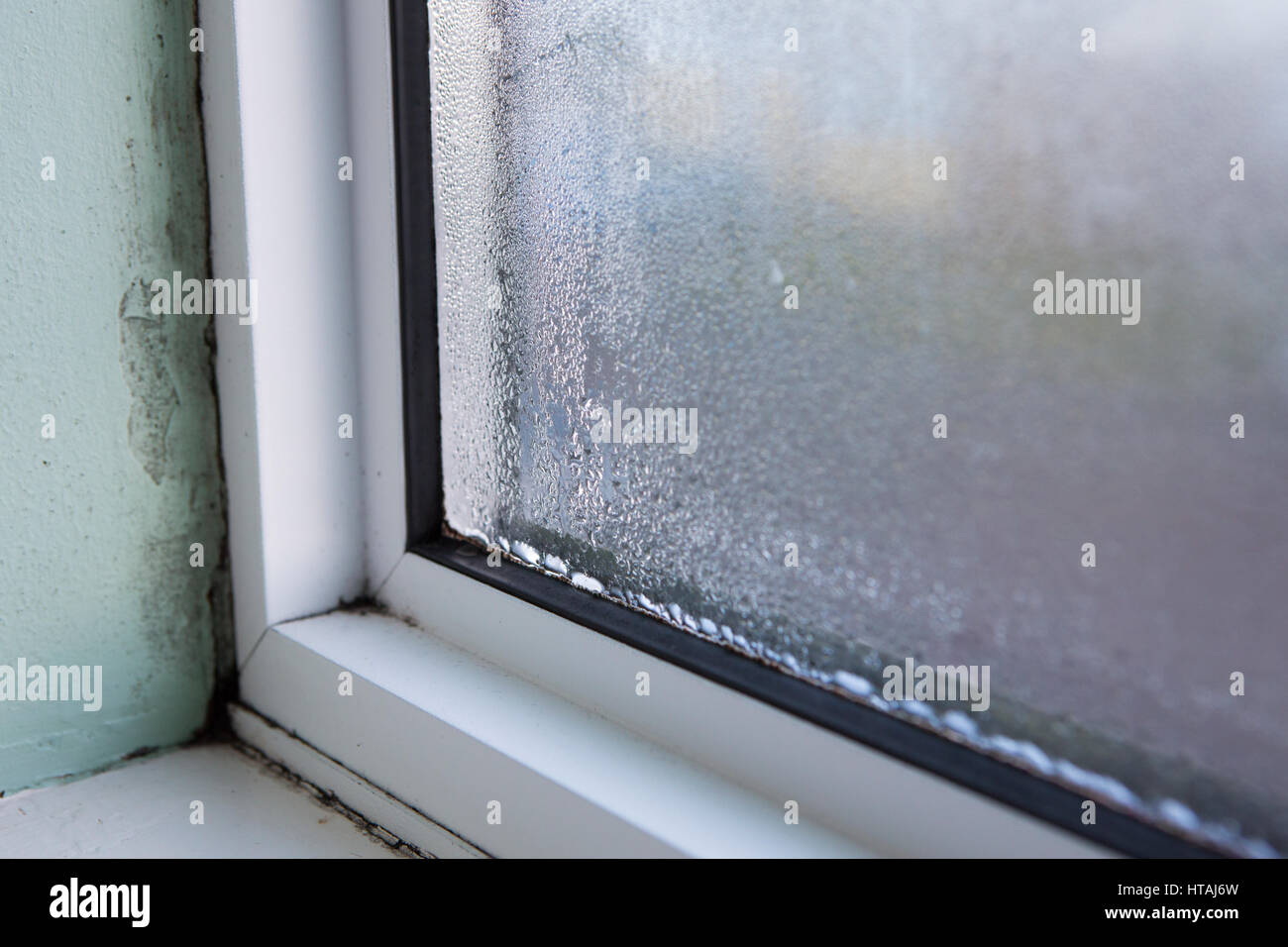 House Window With Damp And Condensation Stock Photo