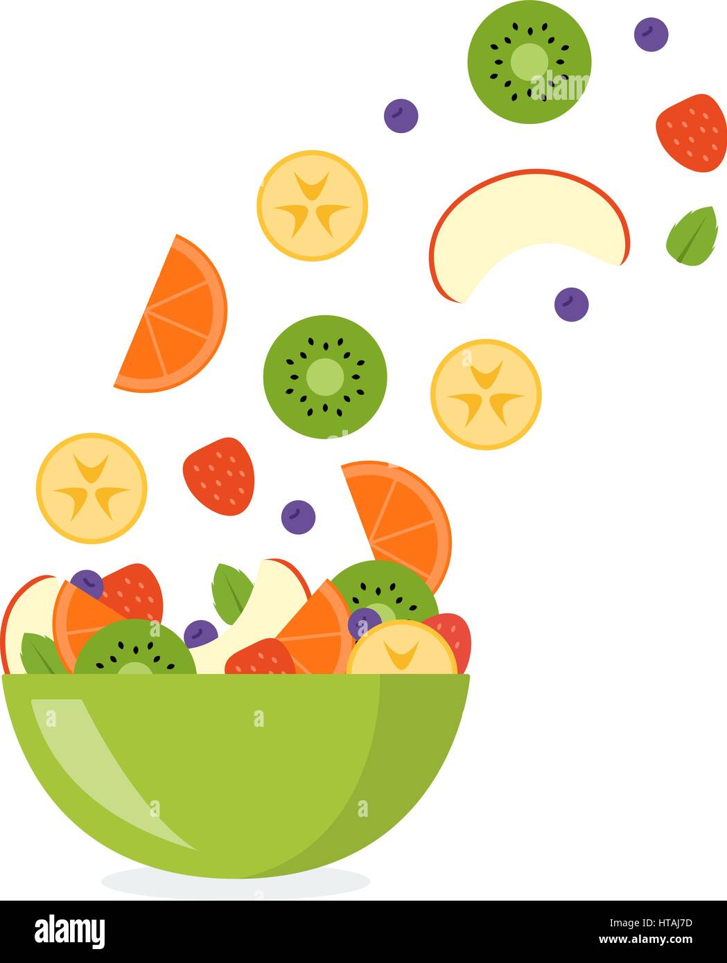 Sliced fresh fruits flying in a bowl Stock Vector Image & Art - Alamy