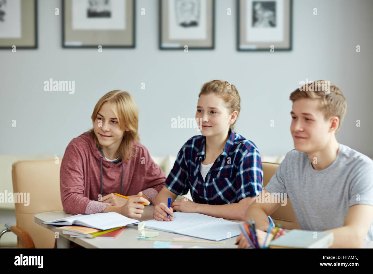 group-of-students-paying-attention-to-speech-of-teacher-stock-photo-alamy