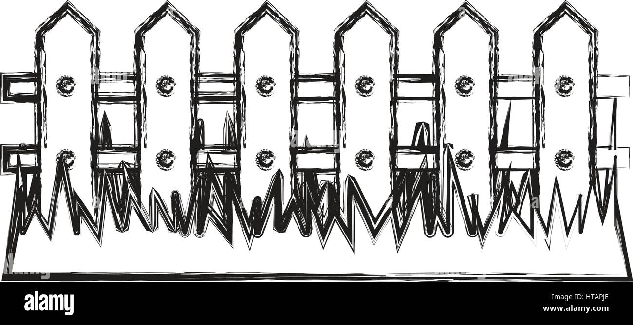 contour wood grid with grass icon, vector illustraction design Stock