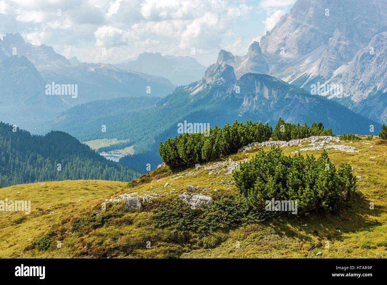 Italian Dolomites Summer Scenery. Missurina, Italy. Stock Photo