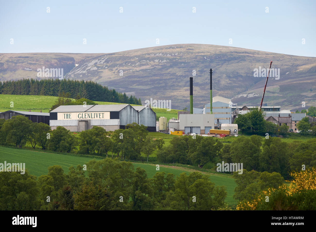 The Glenlivet whisky Distillery near the Cairngorms in the Highlands of Scotland. Stock Photo