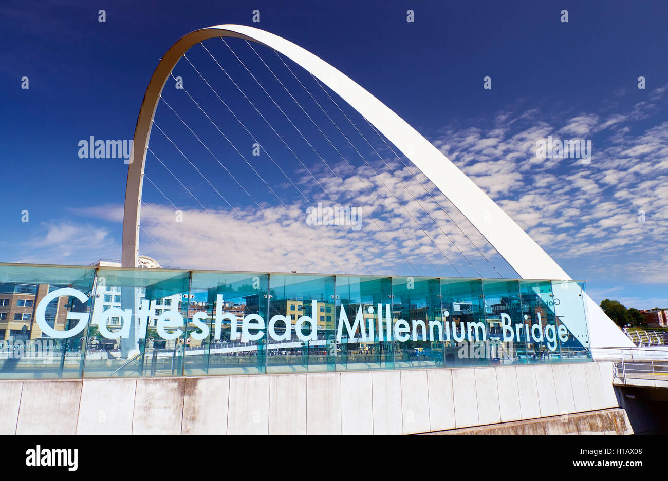 NEWCASTLE UPON TYNE, ENGLAND, UK - AUGUST 13, 2015: Gateshead's Millennium Bridge Stock Photo