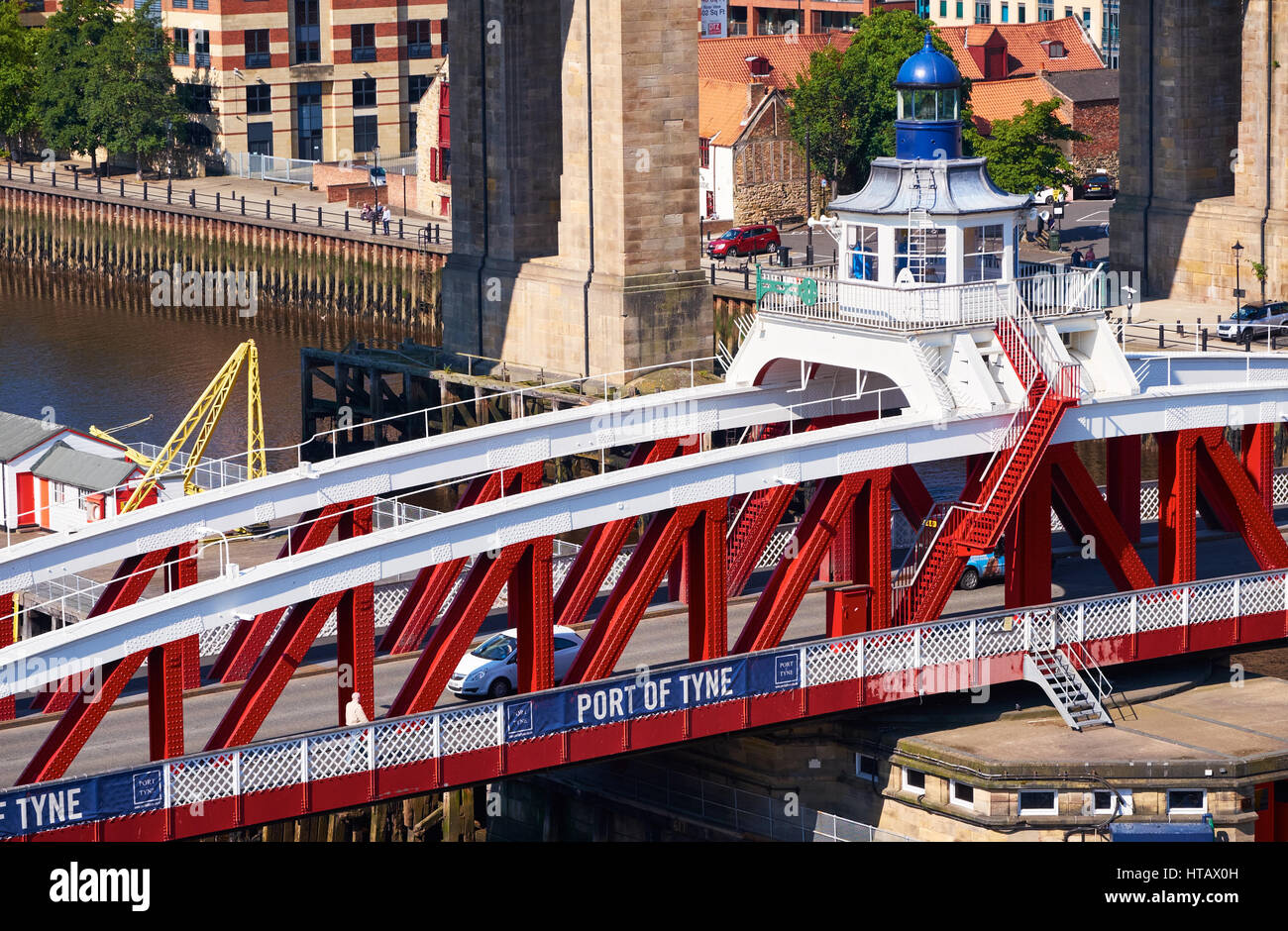 NEWCASTLE UPON TYNE, ENGLAND, UK AUGUST 13, 2015 The Swing Bridge over Newcastle's river Tyne
