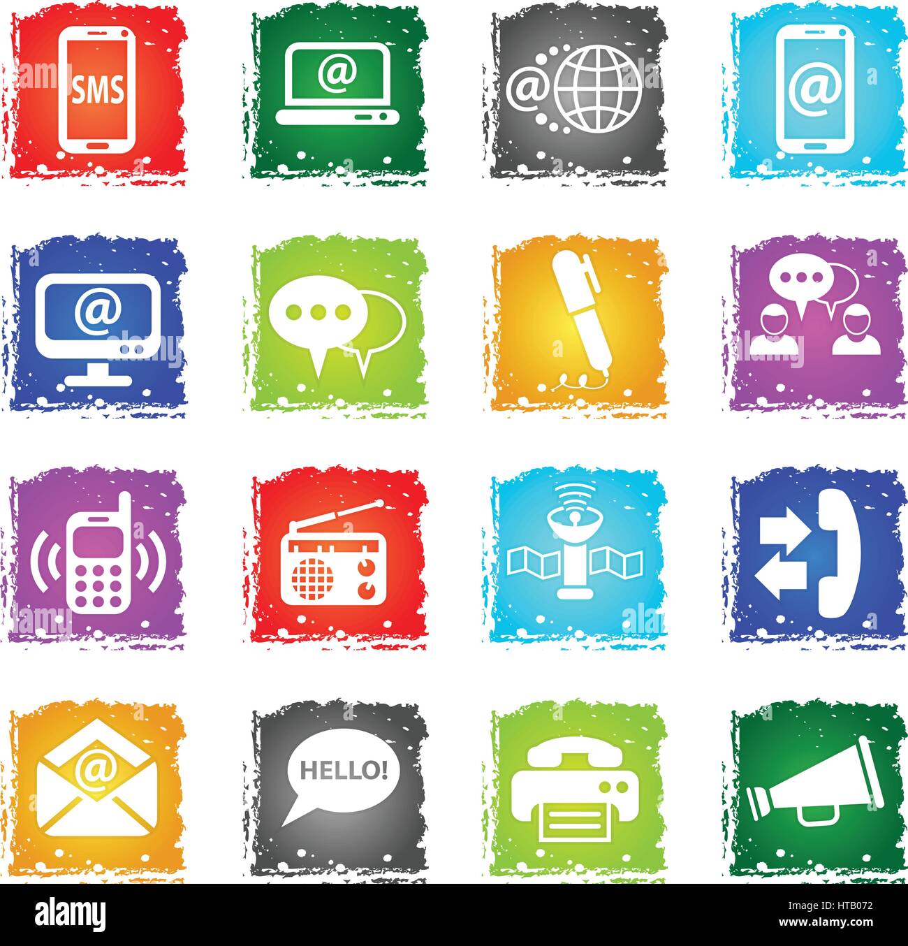 communication web icons in grunge style for user interface design Stock ...