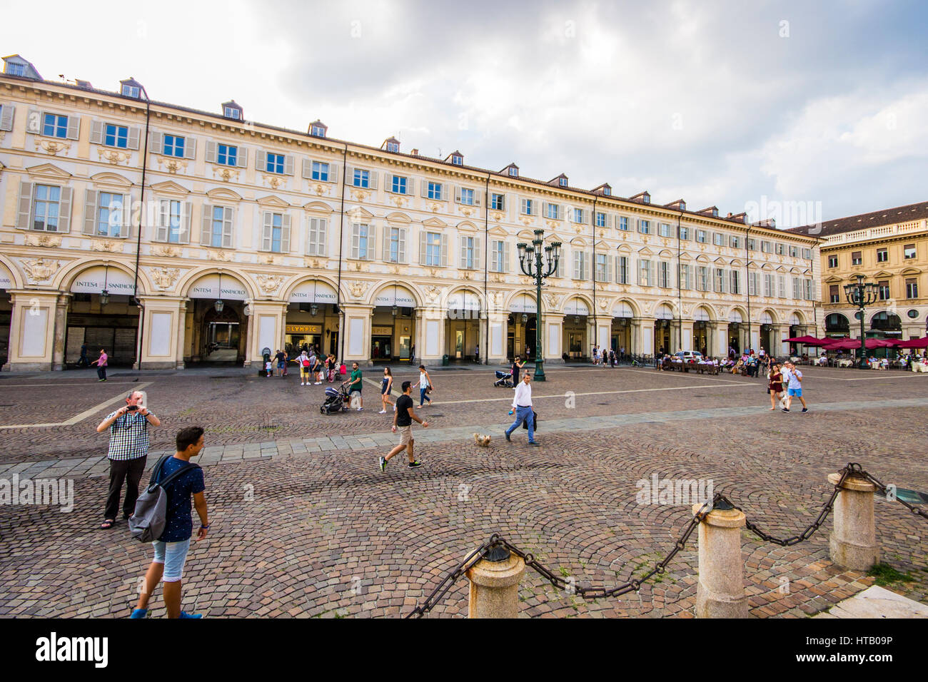 Monuments of Piazza San Carlo, one of the main city squares in Turin, Italy. Stock Photo