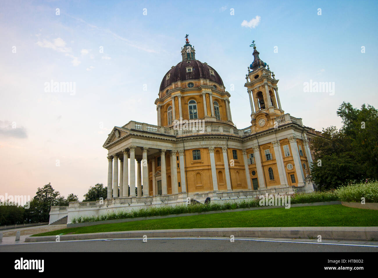 Basilica di Superga, a baroque church in the vicinity of Turin (Torino), Italy, and burial place of the Savoy family. Stock Photo
