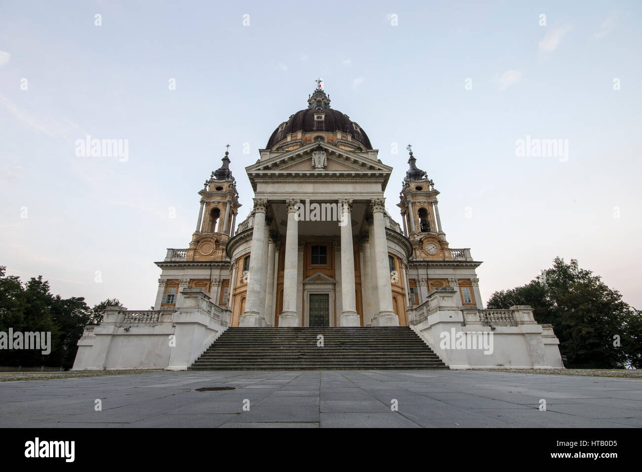 Basilica di Superga, a baroque church in the vicinity of Turin (Torino), Italy, and burial place of the Savoy family. Stock Photo