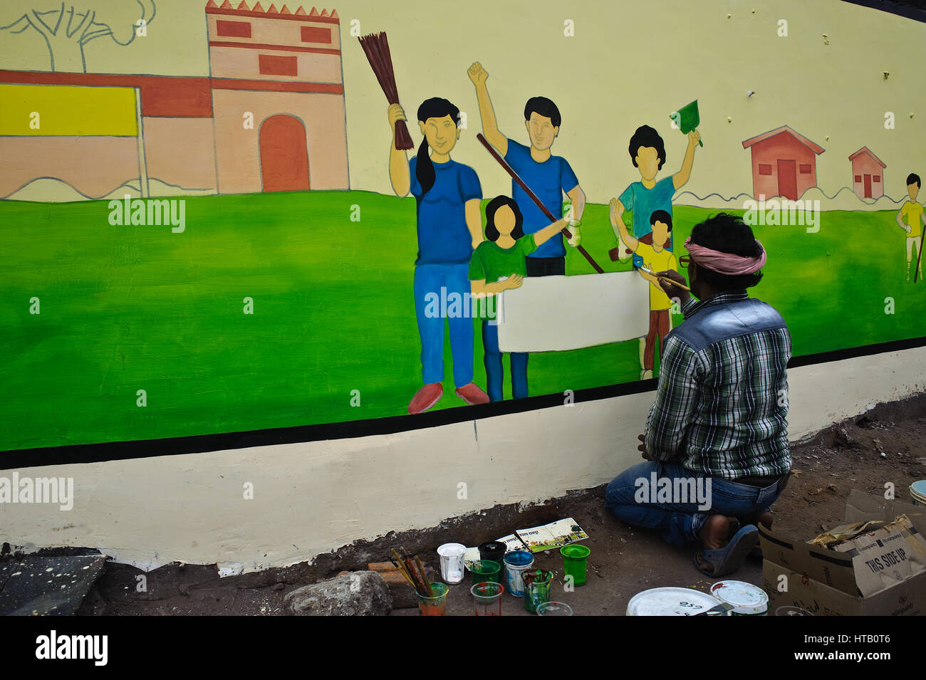 Mural painting advocating cleanliness ( India) Stock Photo