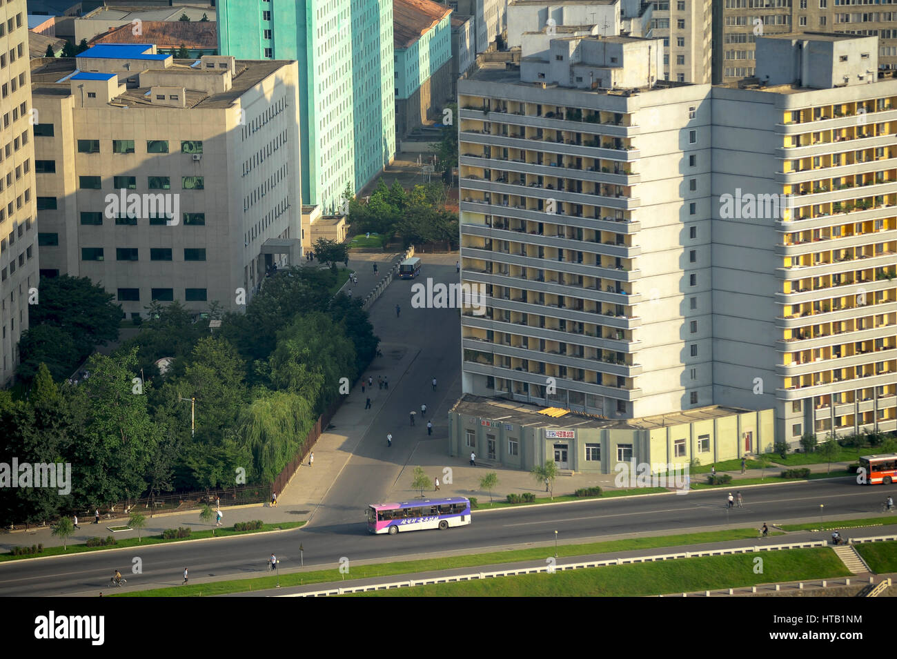 07.08.2012, Pyongyang, North Korea - View of high-rise buildings in the ...